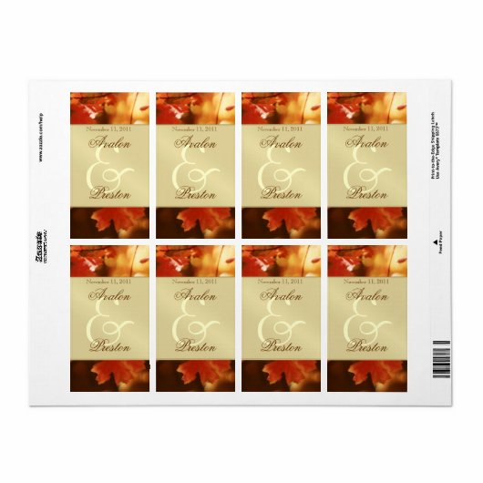 Étiquette Automne Feuilles d'or Mariage de vin d'automne Éti (Feuille entière)