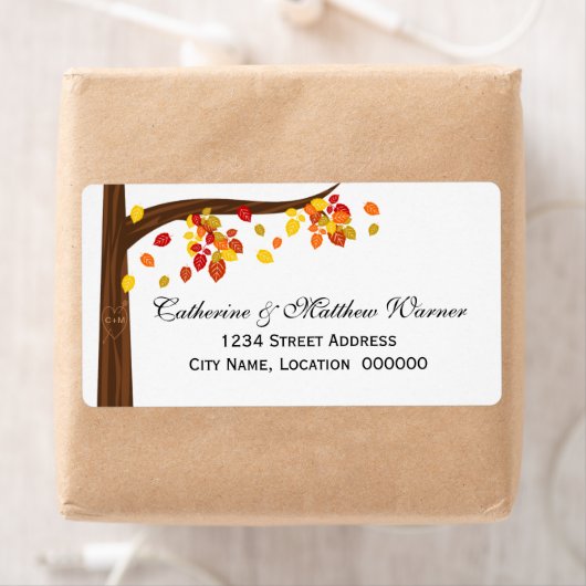 Étiquette Automne Feuilles en chute (En situation)