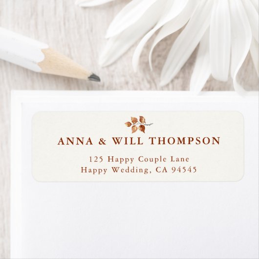 Étiquette Automne Feuilles Mariage de automne Copper Adresse (En situation)