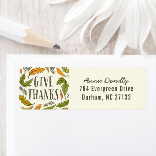 Étiquette Automne Feuilles Remercier Adresse de retour (En situation)