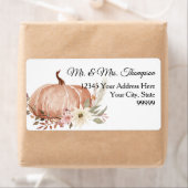 Étiquette Automne Floral Blanc Citrouille Retour Adresse La (En situation)