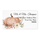 Étiquette Automne Floral Blanc Citrouille Retour Adresse La (Devant)