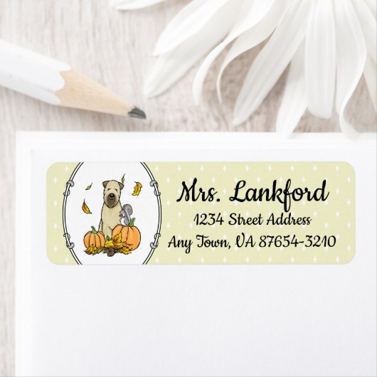 Étiquette Automne Roue Terrier (blé 1b2) Citrouille mignon (En situation)