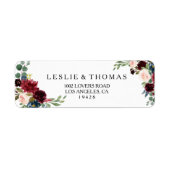 Étiquette Automne Rustique Bourgogne Adresse de retour Étiqu (Devant)