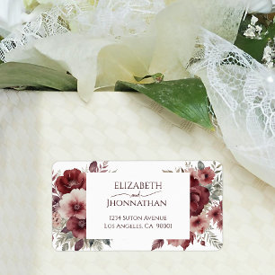Étiquette Automne Rustique Bourgogne Florale Mariages