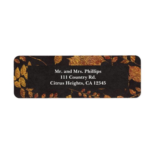 Étiquette Automne Rustique Golden Feuilles Élégant mariage (Devant)