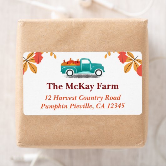 Étiquette Automne Thème Vintage Truck Adresse de retour (En situation)