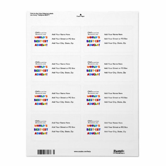 Étiquette Autrement Connu Comme Le Meilleur Abuelo (Feuille entière)