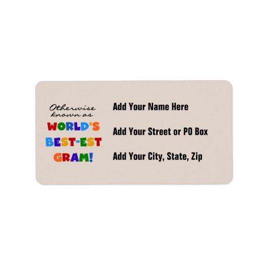 Étiquette Autrement connu en tant que cadeaux de gramme du (Devant)