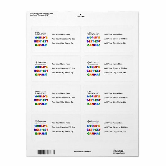 Étiquette Autrement connu en tant que cadeaux du gamma (Feuille entière)