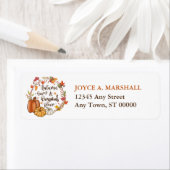 Étiquette Autumn Leaves Citrouille Circle Adresse de retour (En situation)