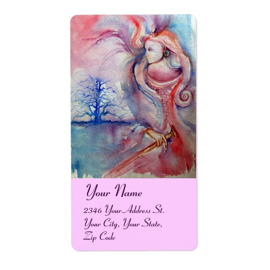 Étiquette AVALON, bleu rose rouge (Devant)