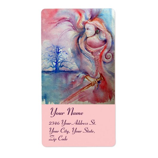 Étiquette AVALON, bleu rose rouge (Devant)