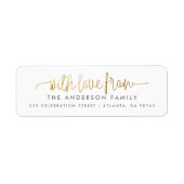 Étiquette Avec l'amour de l'or Script et nom de famille pers (Devant)