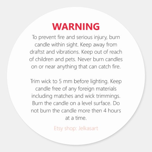 Étiquette avertisseur de bougie (Devant)