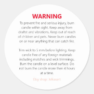Étiquette avertisseur de bougie