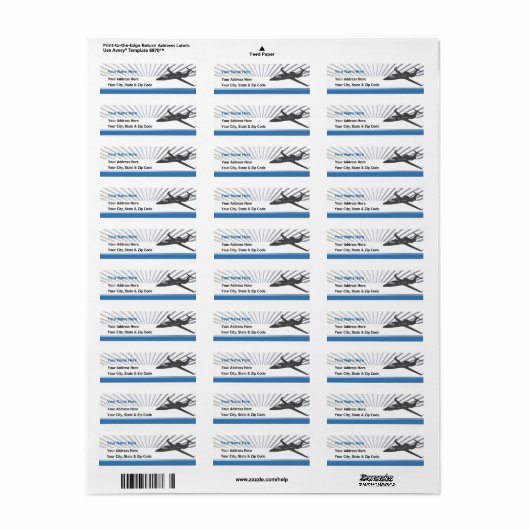 Étiquette Avion à réaction privé (Feuille entière)