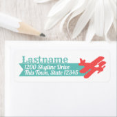 Étiquette Avion avec l'adresse de retour de bannière (En situation)