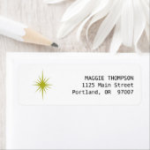 Étiquette Avocado Green Starburst Retro Mid Century (En situation)