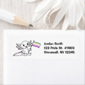 Étiquette Axolotl mignon avec drapeau de la Genderfae Pride  (En situation)