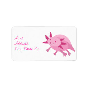 Étiquette Axolotl rose mignon albinos