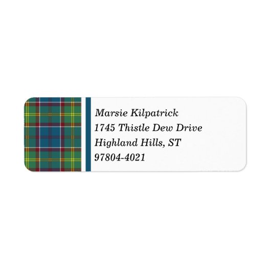 Étiquette Ayrshire Tartan bleu et vert écossais plaid (Devant)