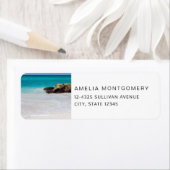 Étiquette Azure Ocean Sandy Beach Adresse photo (En situation)