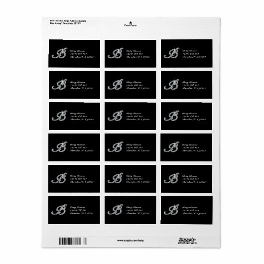 Étiquette B Script Faux-"Diamond Bling" (Feuille entière)