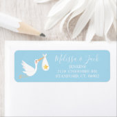 Étiquette Baby Blue Special Delivery Stork Adresse de retour (En situation)