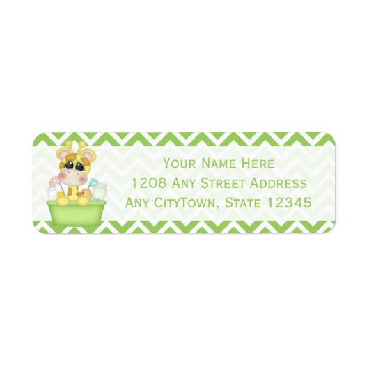 Étiquette Baby Giraffe Avoir un bain (Devant)