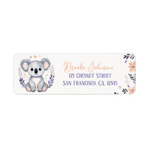 Étiquette Baby Koala Boho Floral Design - Adresse de retour