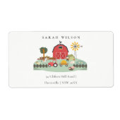 Étiquette Baby shower animal de la ferme Red Barnyard (Devant)