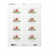 Étiquette Baby shower animal de la ferme Red Barnyard (Feuille entière)