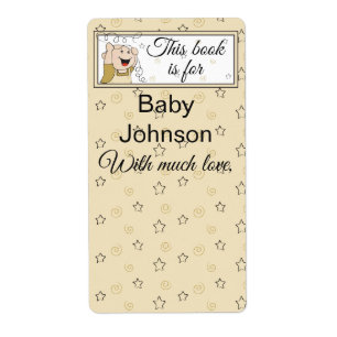 Étiquette Baby shower "Baby & Stars" Feuille de plaque de 8