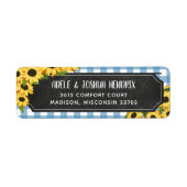 Étiquette Baby Shower BBQ Fleurs Rustiques en Vichy Bleu (Devant)