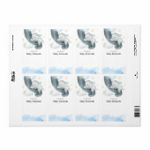 Étiquette Baby shower bleu bébé éléphant autocollants (Feuille entière)