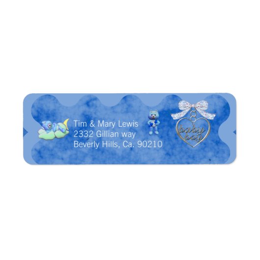 Étiquette Baby shower Bleu Boy Teddy Bear Charm (Devant)
