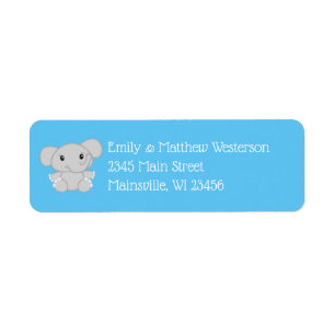 Étiquette Baby shower Blue Elephant