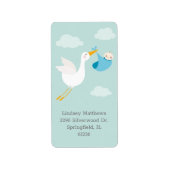 Étiquette Baby shower Bundle Blue Stork Adresse de retour (Devant)