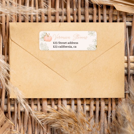 Étiquette Baby shower chic citrouille rose