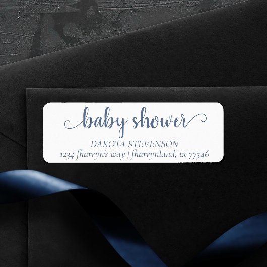 Étiquette Baby shower chic | Dusty Slate Blue Adresse de ret