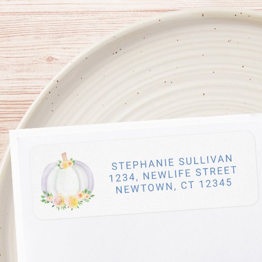 Étiquette Baby shower citrouille Adresse de retour