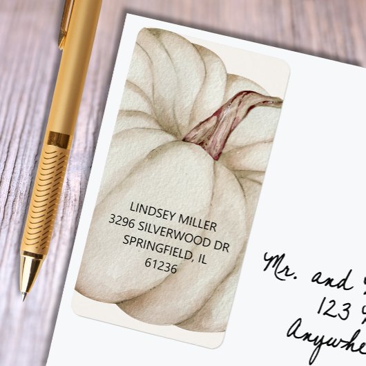 Étiquette Baby shower Citrouille blanc Adresse de retour