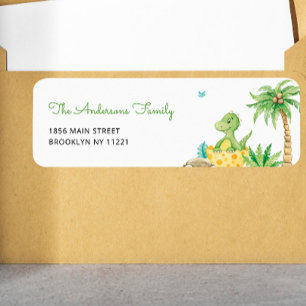 Étiquette Baby shower Cute Dinosaur Adresse de retour