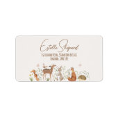 Étiquette Baby shower d'amis de la forêt (Devant)