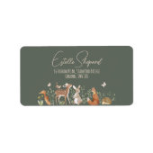 Étiquette Baby shower d'amis de la forêt (Devant)