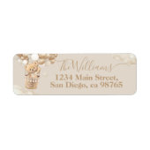 Étiquette Baby shower d'attente de l'ours en peluche (Devant)