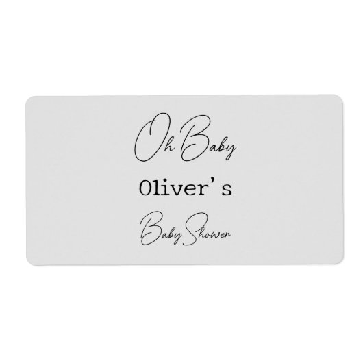 Étiquette Baby shower de calligraphie simple gris élégant (Devant)