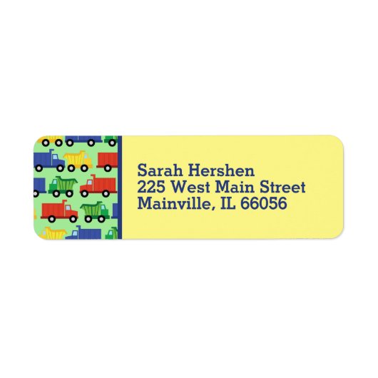 Étiquette Baby shower de camions (Devant)