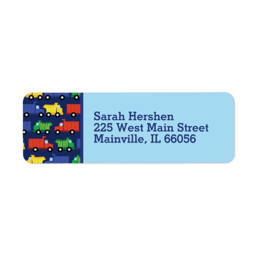 Étiquette Baby shower de camions (Devant)